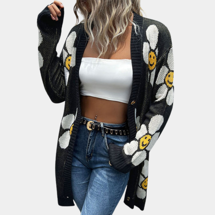 Cardigan imprimé floral pour femmes