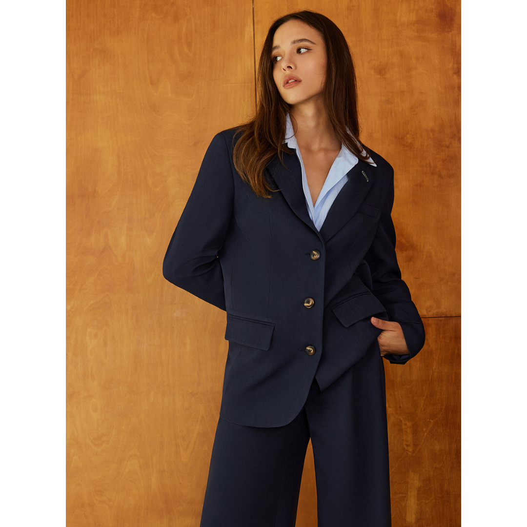 Blazer à revers unis pour femmes