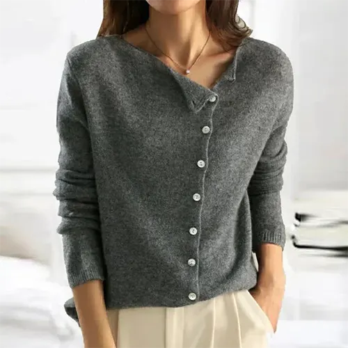 Linda | Cardigan Chaud Pour Femme | Bouton Asymétrique