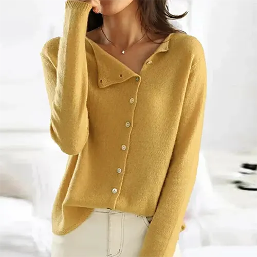 Linda | Cardigan Chaud Pour Femme | Bouton Asymétrique