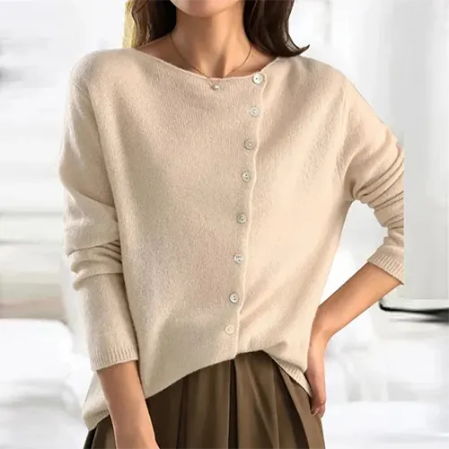 Linda | Cardigan Chaud Pour Femme | Bouton Asymétrique