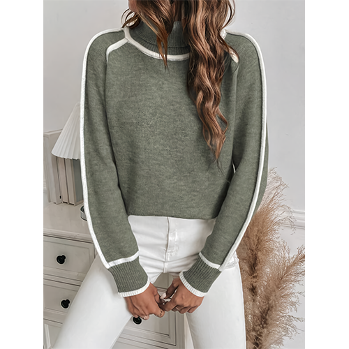 Daphne | Pull Olive Pour Femme | Col Roulé