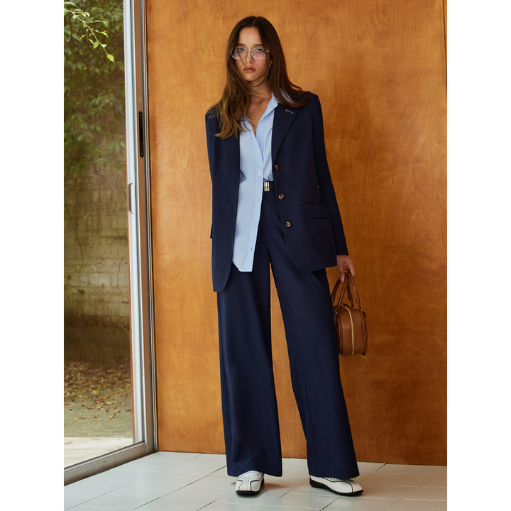 Blazer à revers unis pour femmes