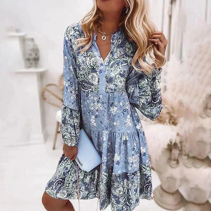 Elska | Robe À Manches Longues Et Imprimé Floral Pour Femme | Mini