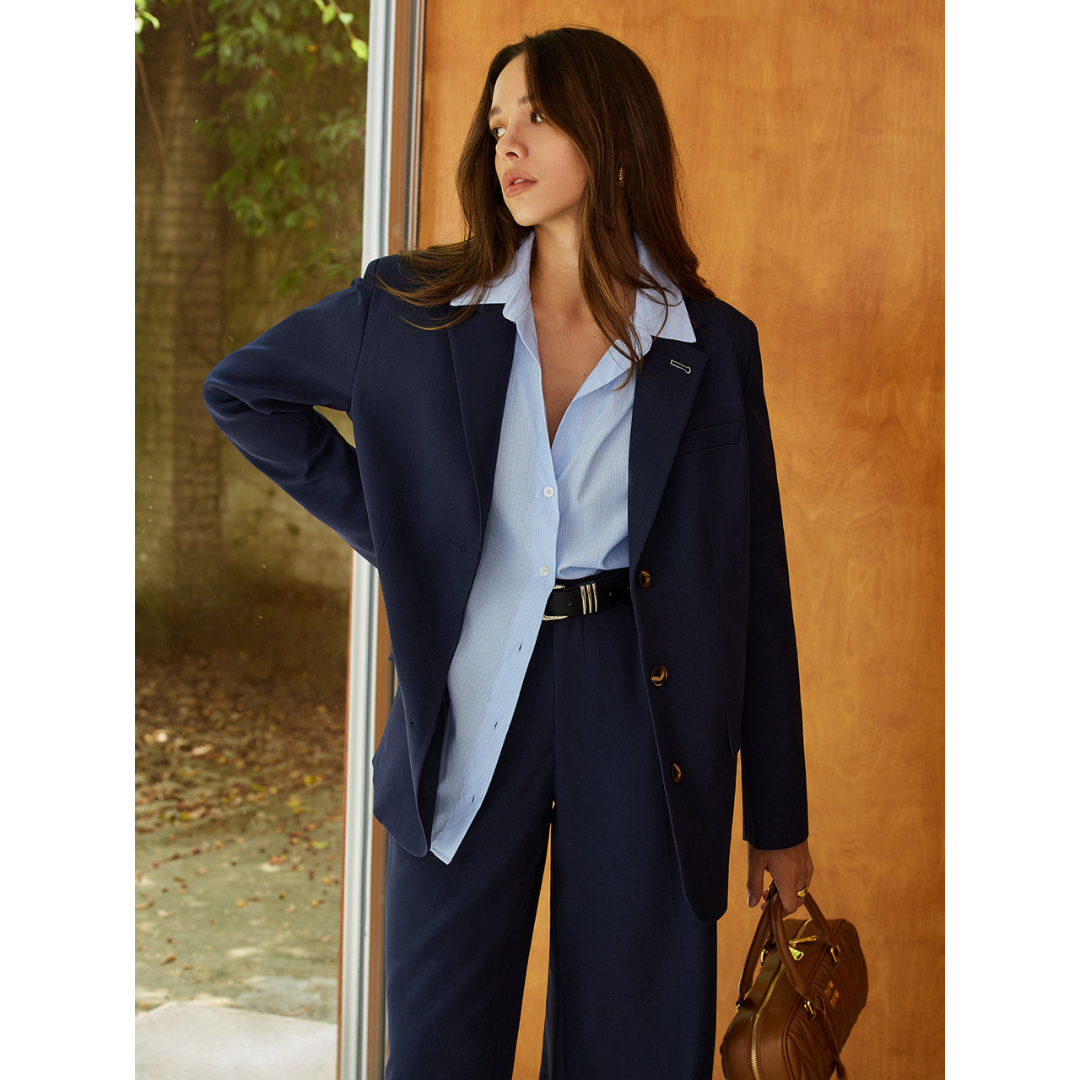 Blazer à revers unis pour femmes