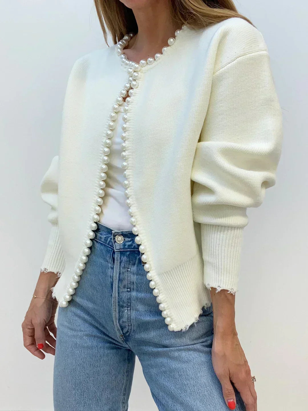 Emilia | Femme Tricot Décontracté Perle Cardigan | Confortable