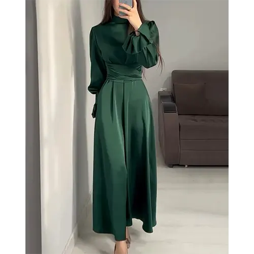 Bertha | Robe Verte À Manches Longues Pour Femme | Maxi