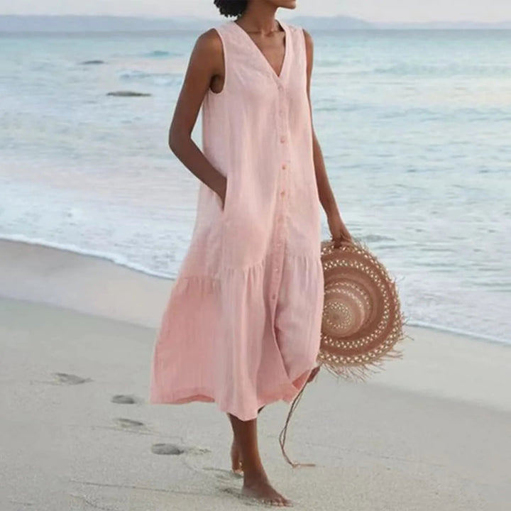 Delaney | Robe De Plage D'été À Col En V Pour Femme | Midi