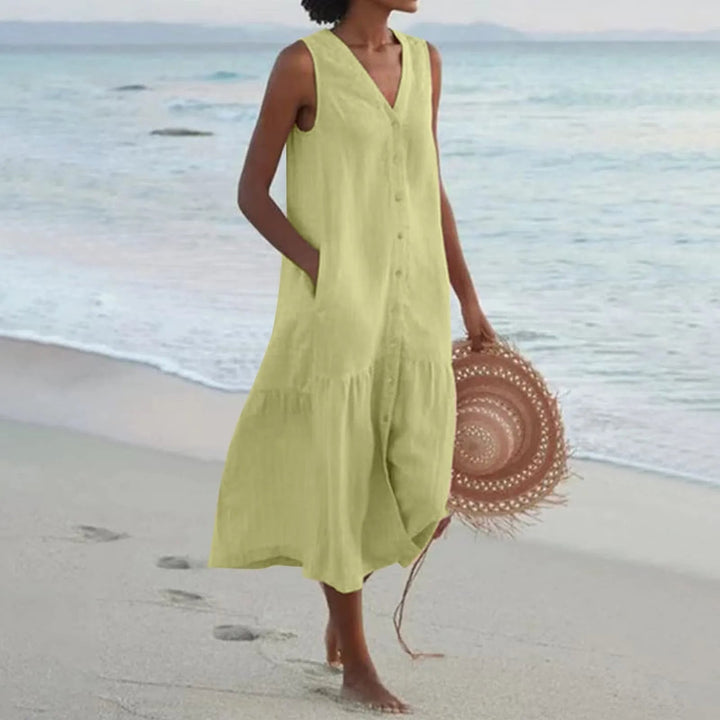 Delaney | Robe De Plage D'été À Col En V Pour Femme | Midi