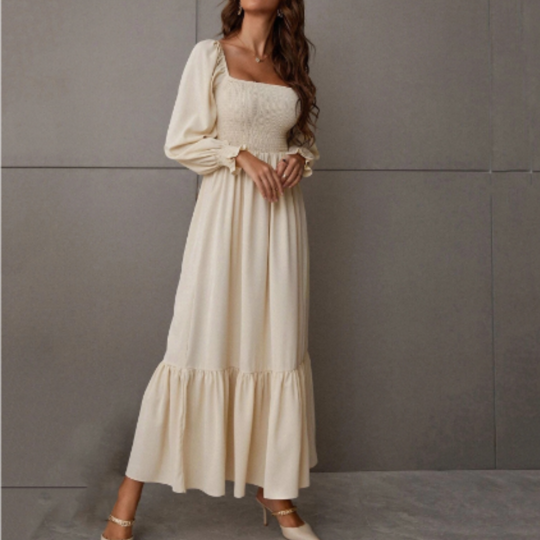 Elenalyn | Robe D'été À Manches Longues Bouffantes Pour Femme | Midi