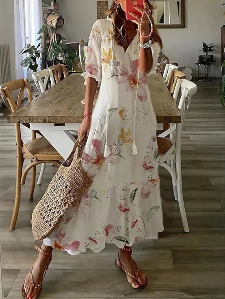 Monique | Robe De Plage D'été Imprimée Pour Femme | Maxi