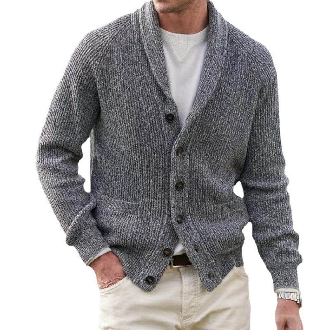 Asher | Homme Tricoté Bouton En Bas Cardigan | Chaud