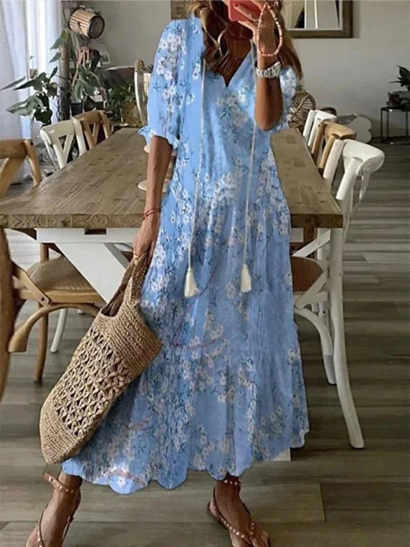 Monique | Robe De Plage D'été Imprimée Pour Femme | Maxi