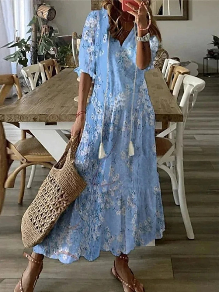 Monique | Robe De Plage D'été Imprimée Pour Femme | Maxi