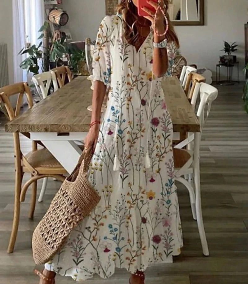 Monique | Robe De Plage D'été Imprimée Pour Femme | Maxi