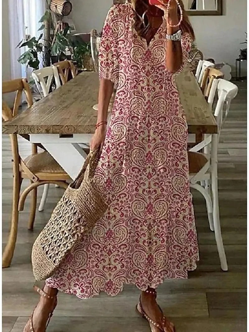 Monique | Robe De Plage D'été Imprimée Pour Femme | Maxi