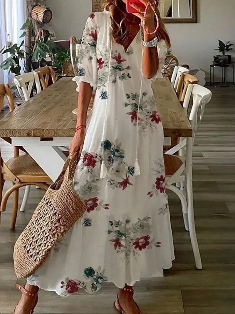 Monique | Robe De Plage D'été Imprimée Pour Femme | Maxi